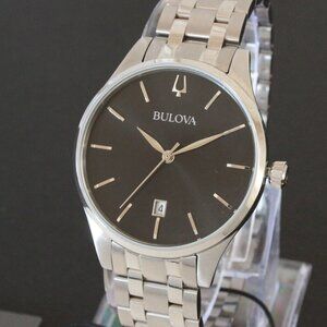 Bulova Ladies Classic Quartz Watch Black Dial Stainless Case Bracelet 36mm